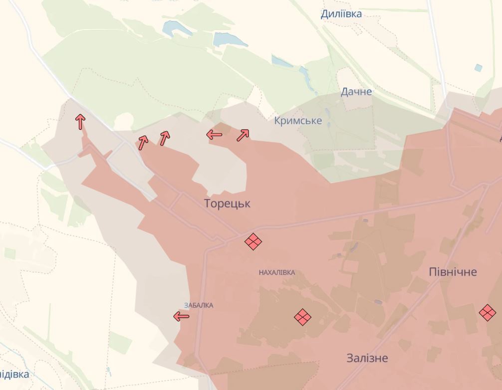 Противник провів ротацію і ввів нові підрозділи: у DeepState уточнили ситуацію в Торецьку. Карта dqxikeidqxidqeant