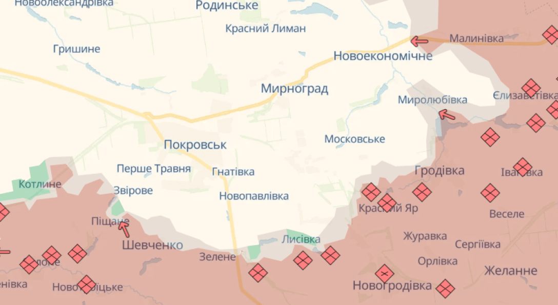 Pokrovsk on the deepstate map dqxikeidqxiqzant