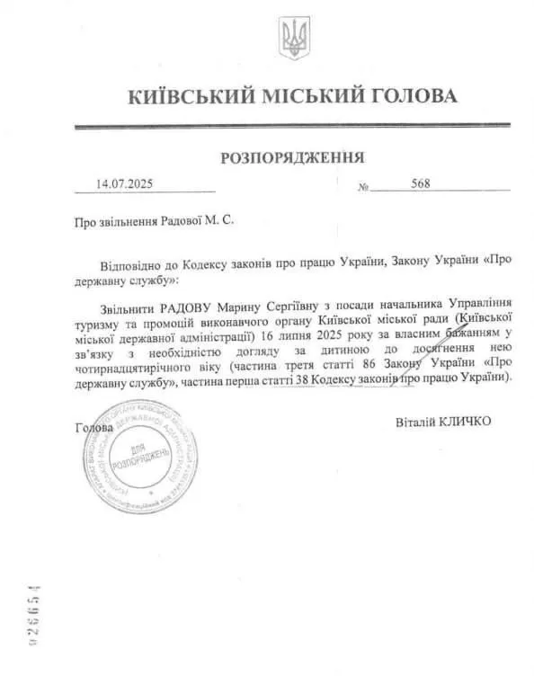 Marina Radova was officially dismissed following a loud scandal in the KCSA dqxikeidqxidqrant