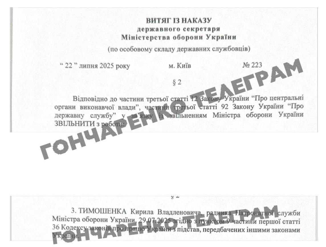 Тимошенко уволено с должности советника министра обороны dqxikeidqxidqeant
