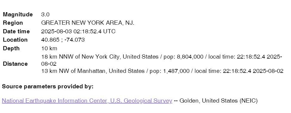 Землетрясение в Нью-Йорке