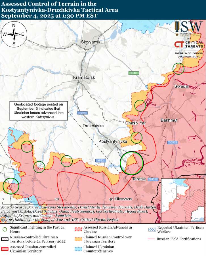 Українські війська просунулися в районах Куп’янська, Сіверська і на напрямку Костянтинівка – Дружківка – ISW