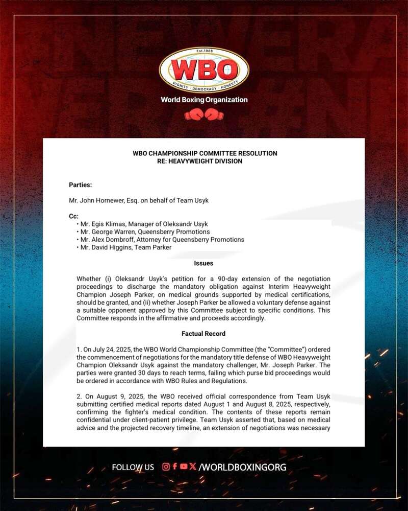 WBO опублікувала офіційне рішення щодо Усика та його титулу абсолютного чемпіона світу в суперважкій вазі