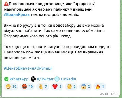 Так само починалося в Криму: Павлопільське водосховище біля окупованого Маріуполя стрімко міліє dqxikeidqxiqzant