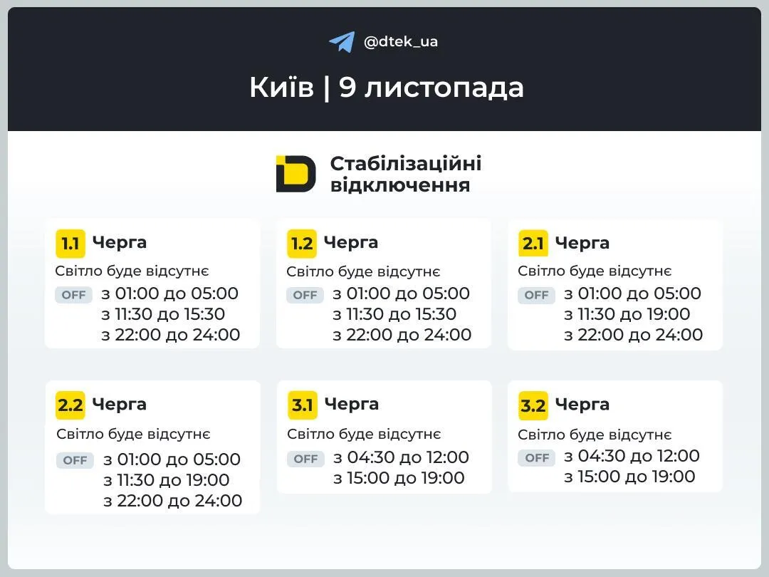 Світла не буде по 7,5 годин: опубліковано нові графіки для Києва на неділю dqxikeidqxidqeant