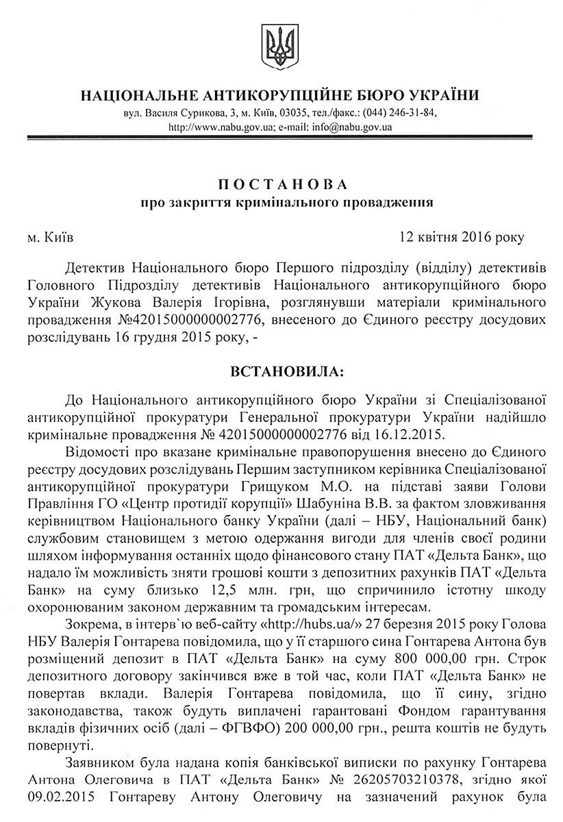 НАБУ Гонтарева 1